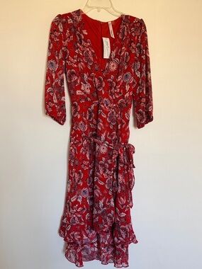 NY Collection Red Floral Print Dress